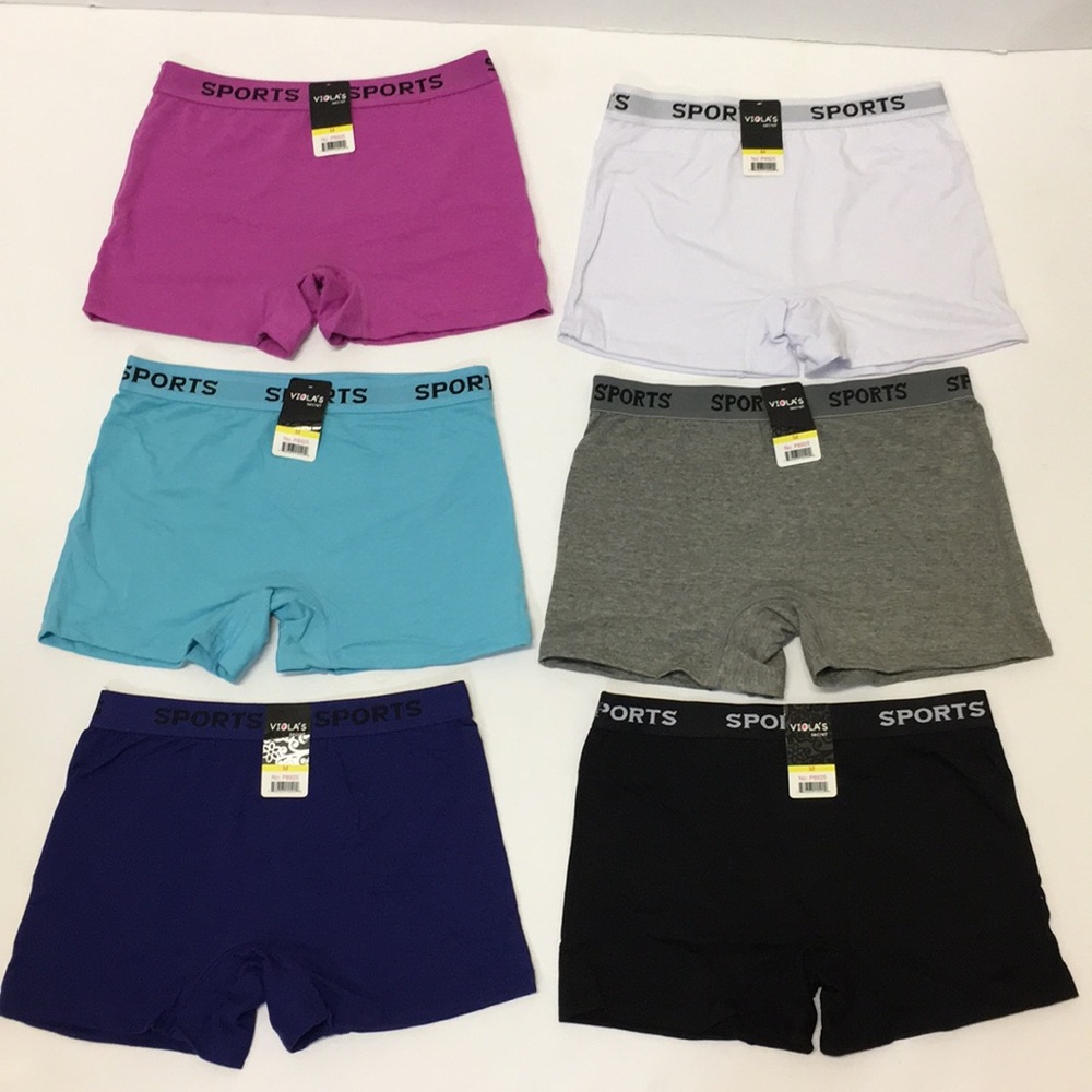 NWT Set Of 6 Cotton Sports Boxer Panty Boyshorts